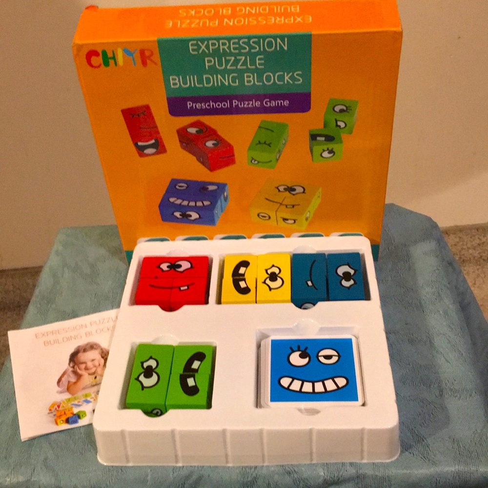 Expression Puzzle Building Blocks Preschool puzzle Game Like NEW 2-4 players 3+